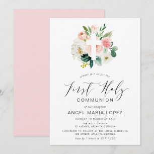 Convites chamadas de flores em branco através do primeiro 