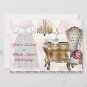 Convites Chamadas de Garotas Vintage Christening