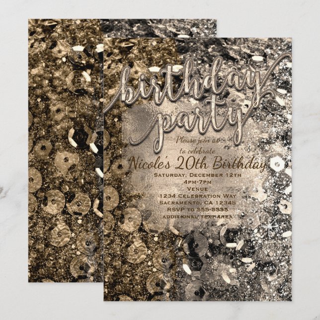 Convites Chamadas de Sequências de Festas de aniversário Pr (Frente/Verso)