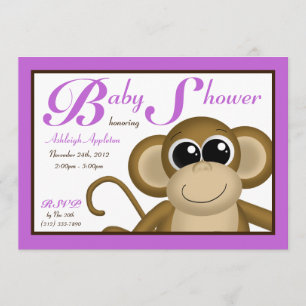 Convites Chamadas para bebê roxo de macaco giro