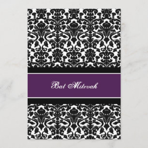 Convites Chamadas Plum Damask Bat Mitzvah