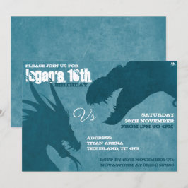 Convites Chamadas Silhueta Bllue Dragon Vs T-Rex