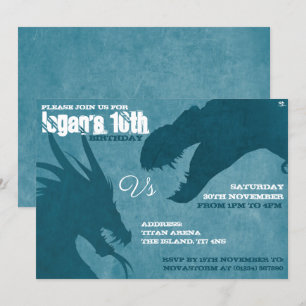 Convites Chamadas Silhueta Bllue Dragon Vs T-Rex