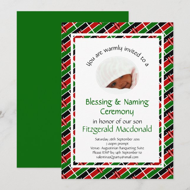 Convites CHAMANDO CEREMONIA BÊNITA | Bandeira do Quénia | F (Frente/Verso)