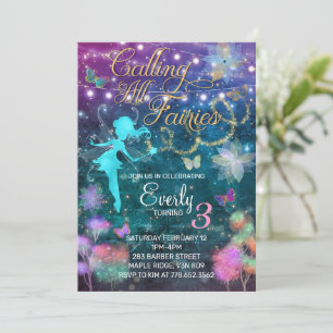 Convites Chamando todas as Fairies Aniversário