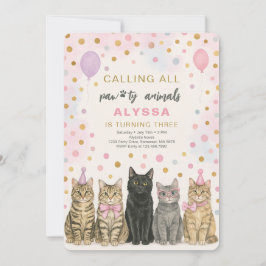 Convites Chamando todas as Festas de aniversário de gatinho