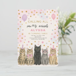 Convites Chamando todas as Festas de aniversário de gatinho