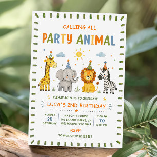 Convites Chamando Todos Animais de Festa Aniversário do Men
