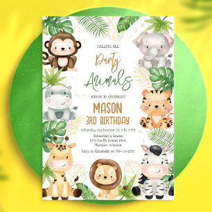 Convites Chamando Todos Animais de Festa Aniversário Jungle
