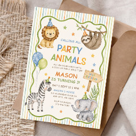 Convites Chamando Todos Animais de Festa Aniversário Safari
