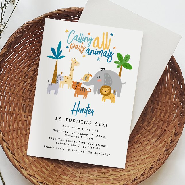 Convites Chamando Todos os Animados de Festa Aniversário (Criador carregado)