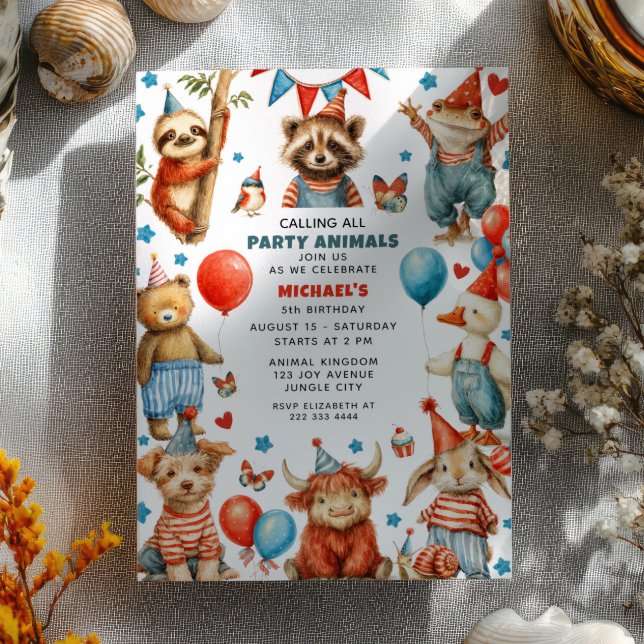 Convites Chamando Todos os Animais da Festa de Aniversário  (Criador carregado)