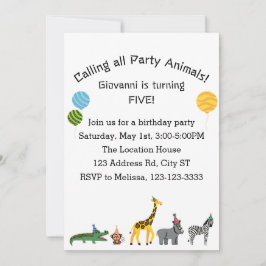Convites Chamando todos os animais da festa no dia de anive