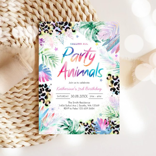 Convites Chamando Todos os Animais da Festa Safari de Anive (Criador carregado)