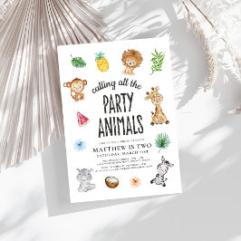 Convites Chamando todos os animais de Aniversário de crianç