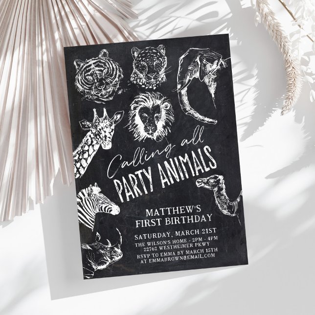 Convites Chamando todos os animais de festa de aniversário  (Criador carregado)