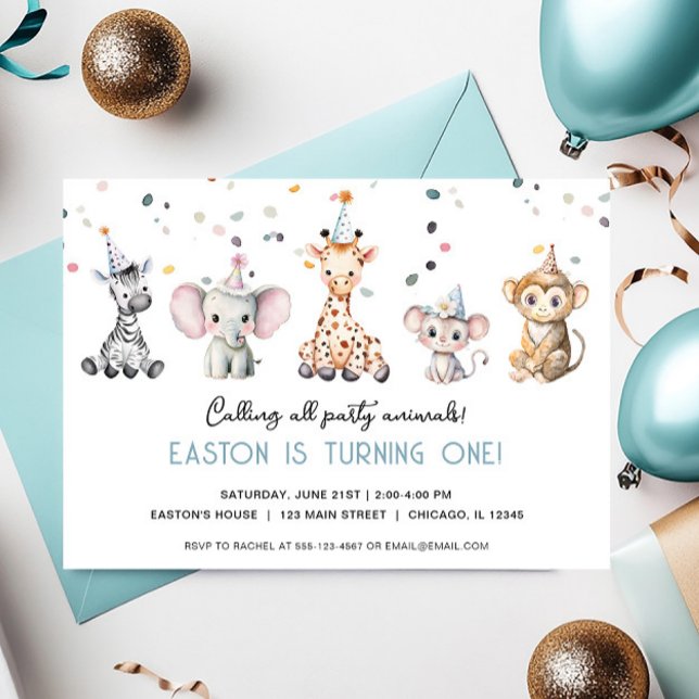 Convites Chamando todos os animais de festa de aniversário  (Criador carregado)