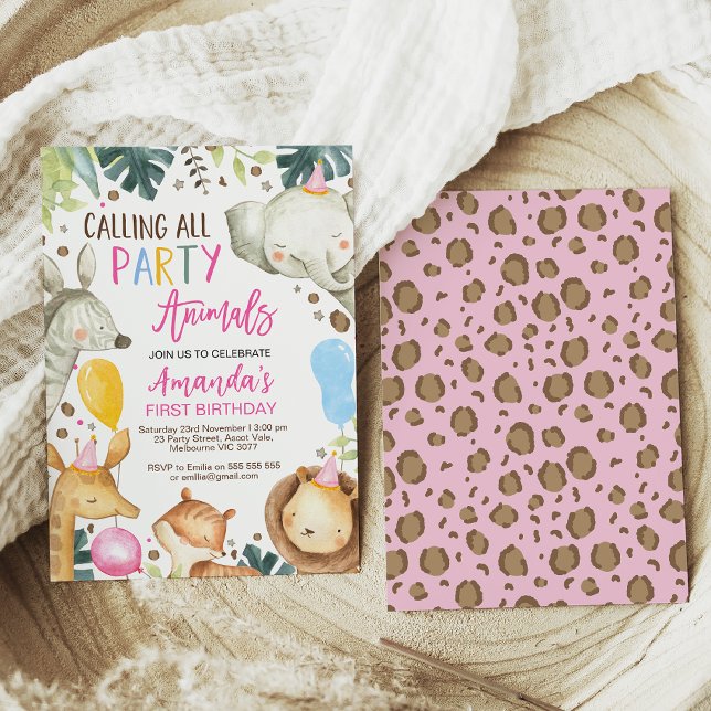 Convites Chamando todos os animais de festa Safari Aniversá (Criador carregado)
