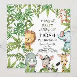 Convites Chamando todos os animais de festa Safari Aniversá