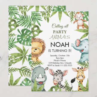 Convites Chamando todos os animais de festa Safari Aniversá