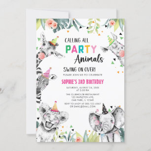 Convites Chamando todos os animais de festa Safari Birthday