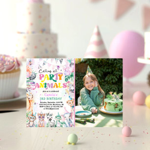 Convites Chamando todos os animais de festa Safari Jungle B