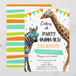 Convites Chamando todos os animais de festa Safari Jungle I