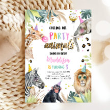 Chamando todos os animais de festa Safari Zoo Girl