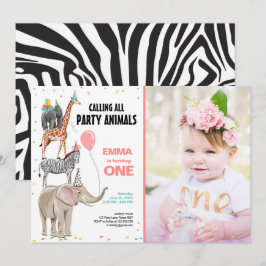 Convites Chamando todos os animais de festa Zoo Wild Girl A