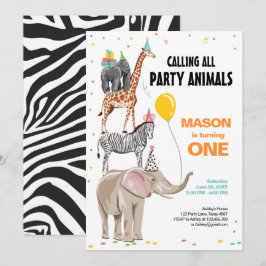 Convites Chamando todos os animais de festas de Zoo Wild Bo