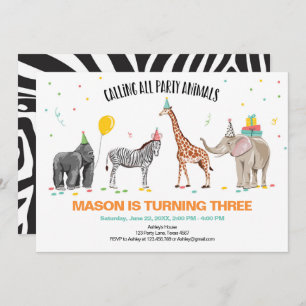 Convites Chamando todos os animais de partido jardim