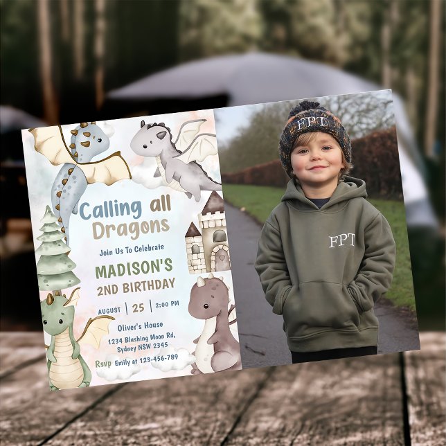 Convites Chamando Todos os Dragões de Foto de segundo anive (Criador carregado)