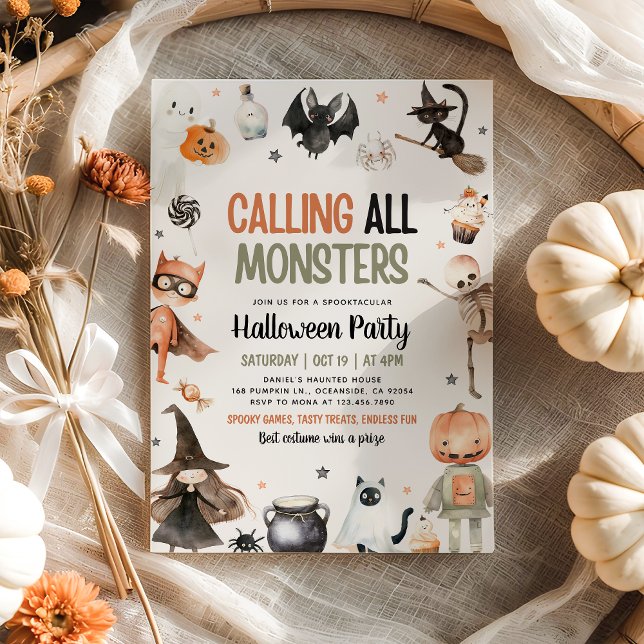 Convites Chamando todos os monstros de Festa de Dia das Bru (Criador carregado)
