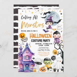 Convites Chamando todos os monstros de festas de fantasia c