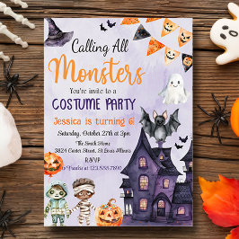 Convites Chamando Todos os Monstros de Figurino de Hallowee