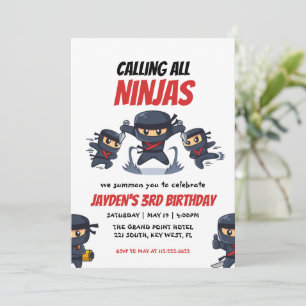 Convites Chamando todos os Ninjas-Kid's Ninja Birthday