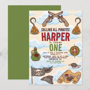 Convites Chamando todos os piratas a falar como um aniversá