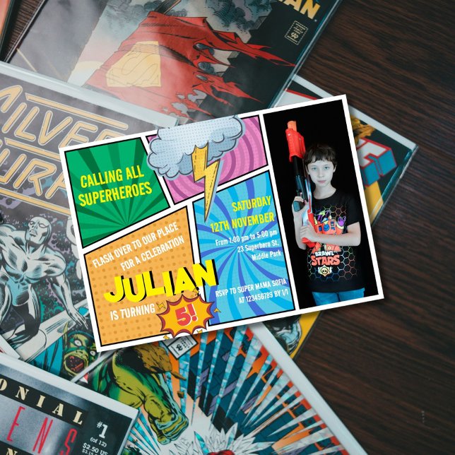 Convites Chamando todos os super-heróis de 5 do livro de hi (Criador carregado)