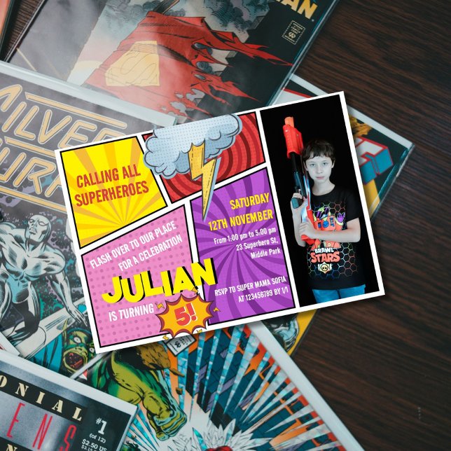 Convites Chamando todos os super-heróis de 5 do livro de hi (Criador carregado)