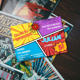 Convites Chamando todos os super-heróis de Aniversário de c