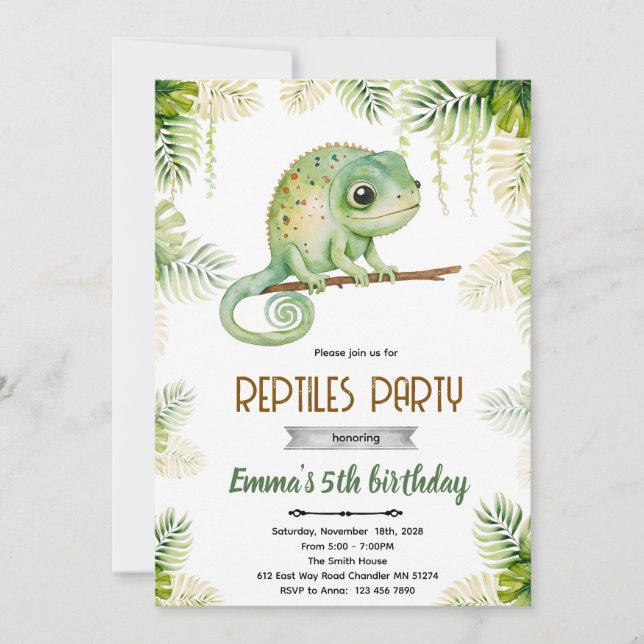 Convites Chameleon birthday party invitation (Frente)