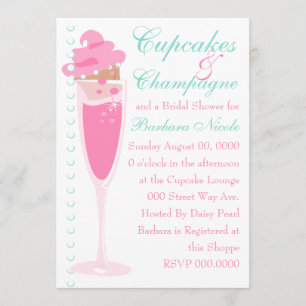 Convites Champage, cupcakes & pérolas
