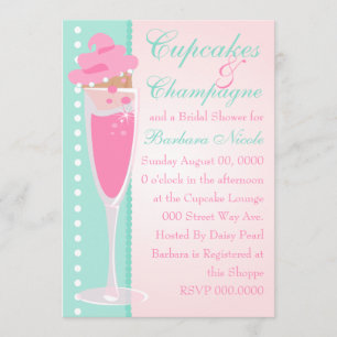 Convites Champage, cupcakes & pérolas