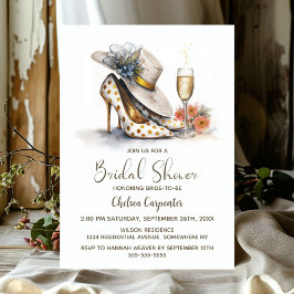 Convites Champagne and Gold Polka Dot High Heel Shoes