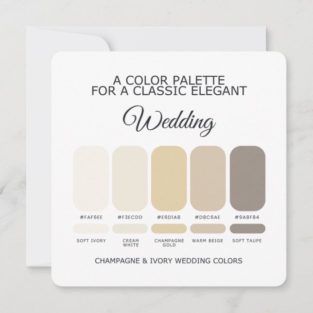 Convites Champagne and Ivory Wedding Color Palette Card (Frente)