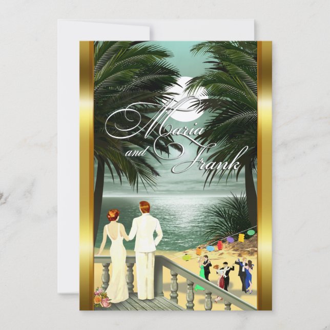 Convites Champagne Brilho Casamento M&F (Frente)