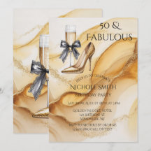 Champagne Brilho Dourado 50 & Fabuloso Aniversário