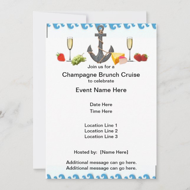 Convites Champagne Brunch Cruise Convida (Frente)