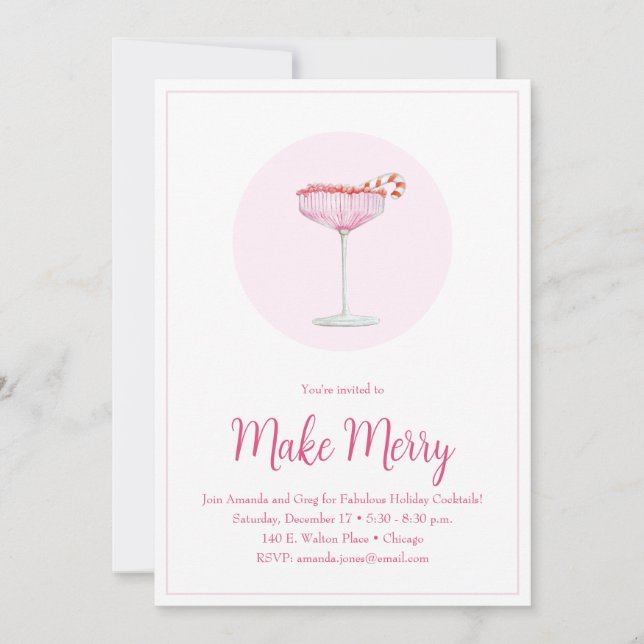 Convites Champagne cor-de-rosa pode festejar (Frente)