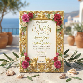 Convites Champagne Cream & Blush Pink Faux Foil Wedding